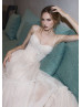 Beaded Blush Lace Spotted Tulle Wedding Dress